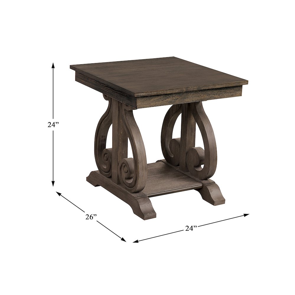 Toulon Pine End Table in Wire-Brushed Power Glaze Oak