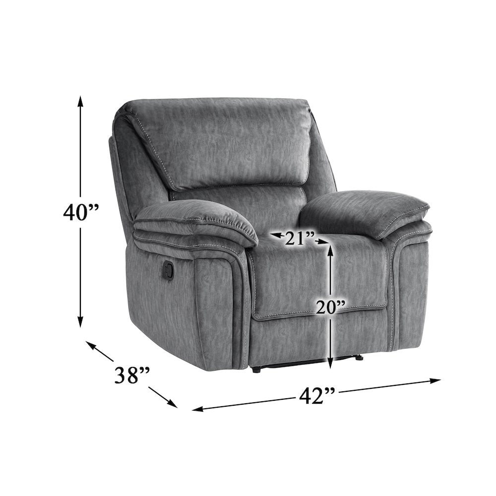 Muirfield Microfiber 3pc Set: Sofa, Love, Chair in Gray
