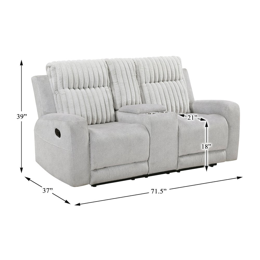 Benton Corduroy Double Reclining Love Seat in Light Gray