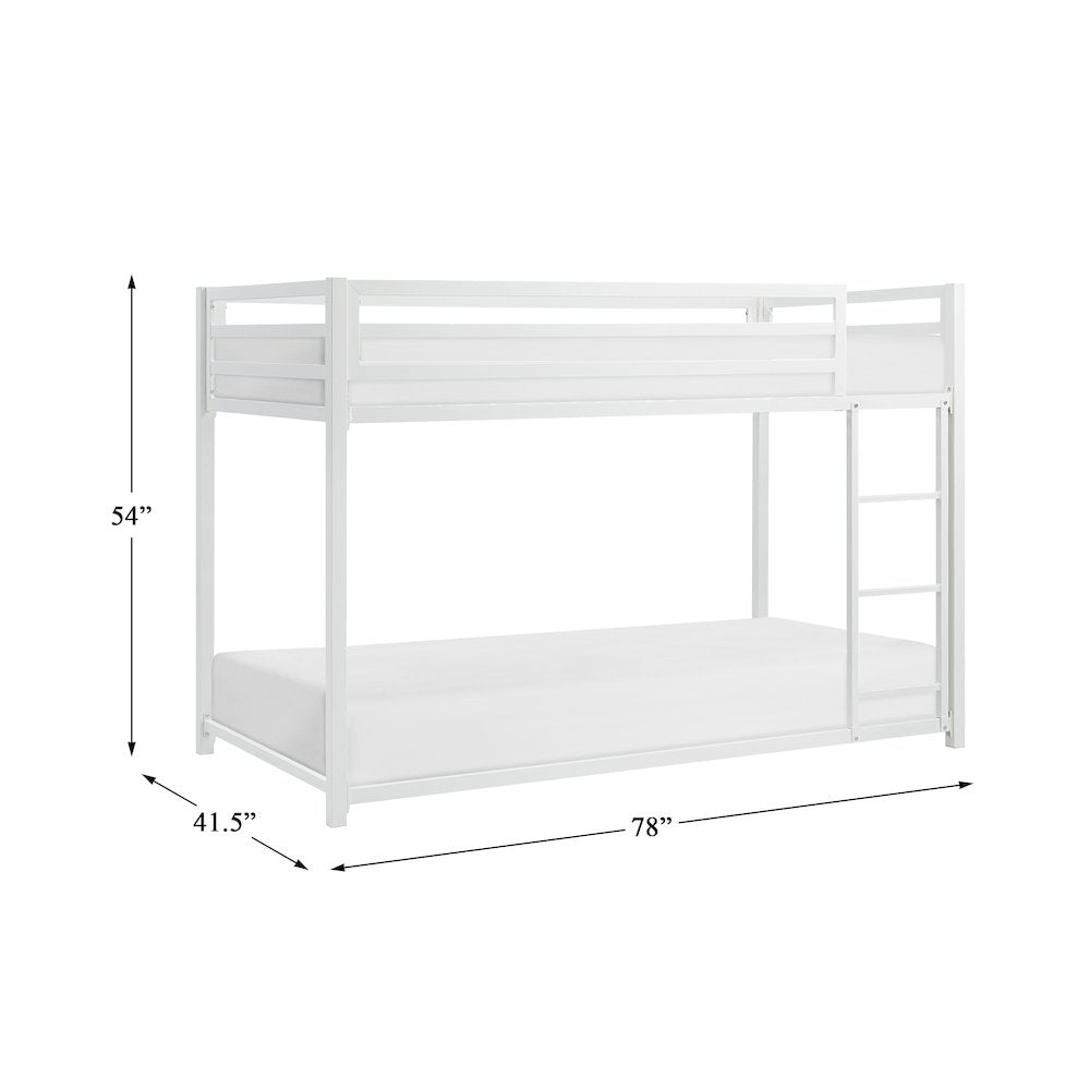 Jovie Metal Twin Over Twin Metal Bunk Bed in White