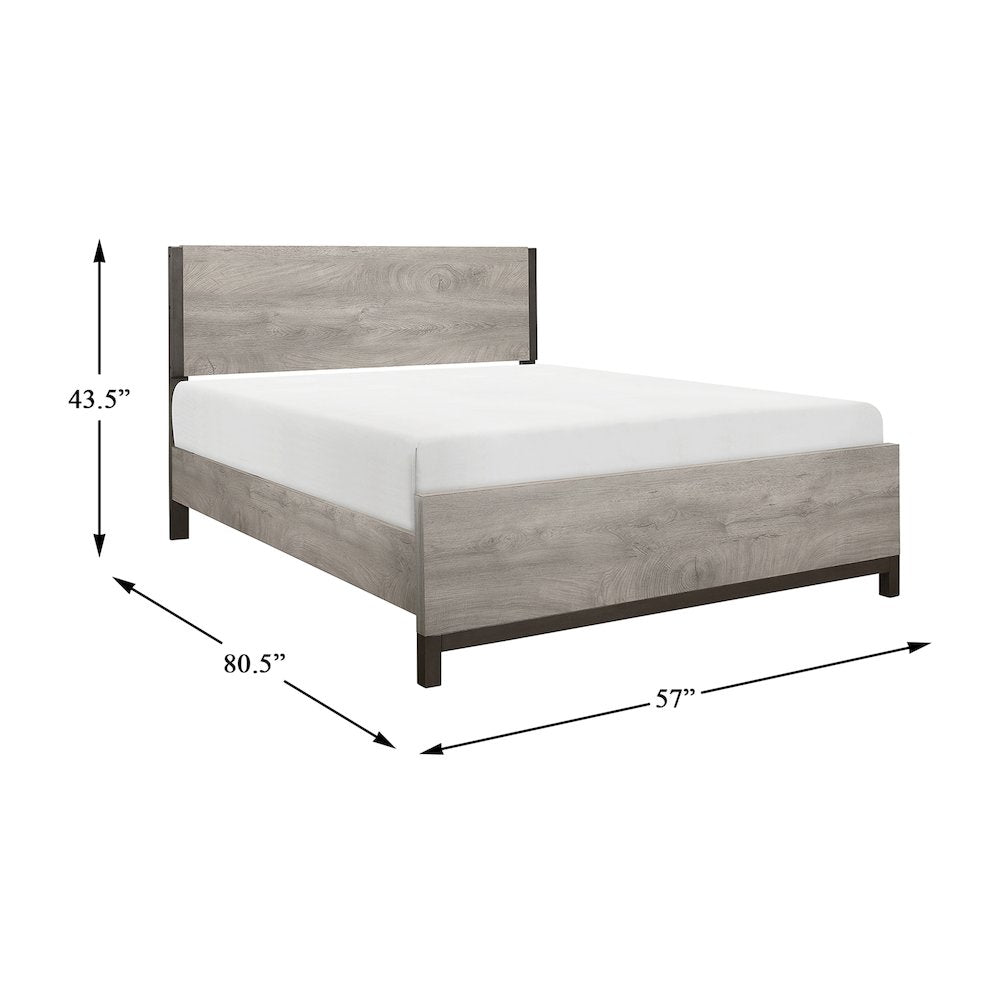 Zephyr Rubberwood Full Bed in Light Gray