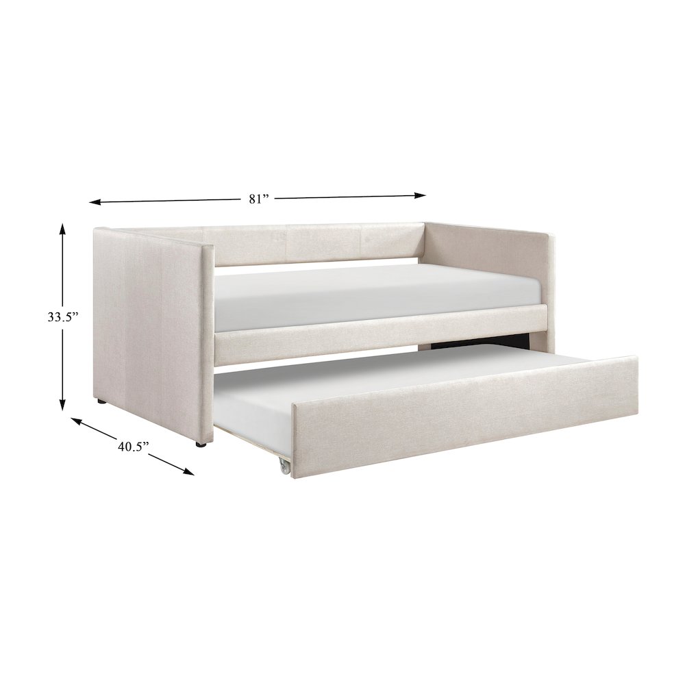 Trudy Textured Daybed with Trundle in Beige