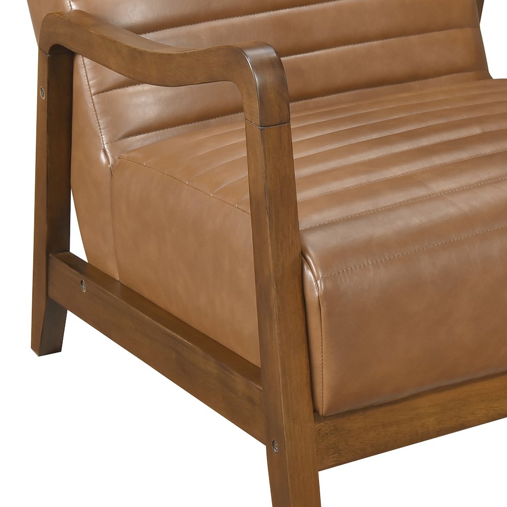 Rupert Faux leather Accent Chair in Matt Brown