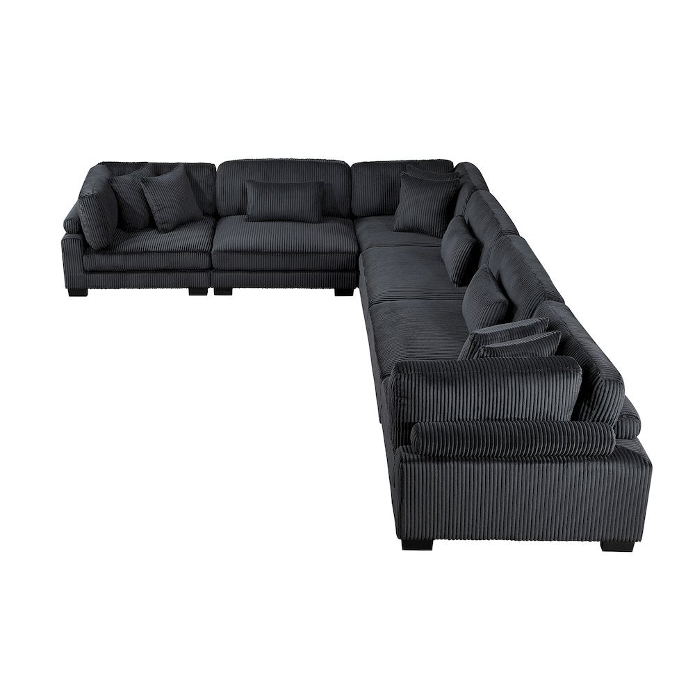Traverse Corduroy 6-Piece Modular Sectional in Black