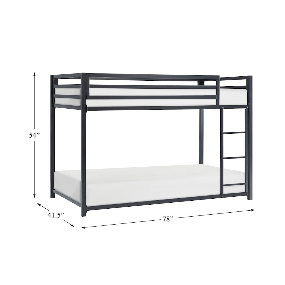 Jovie Metal Twin Over Twin Metal Bunk Bed in Black