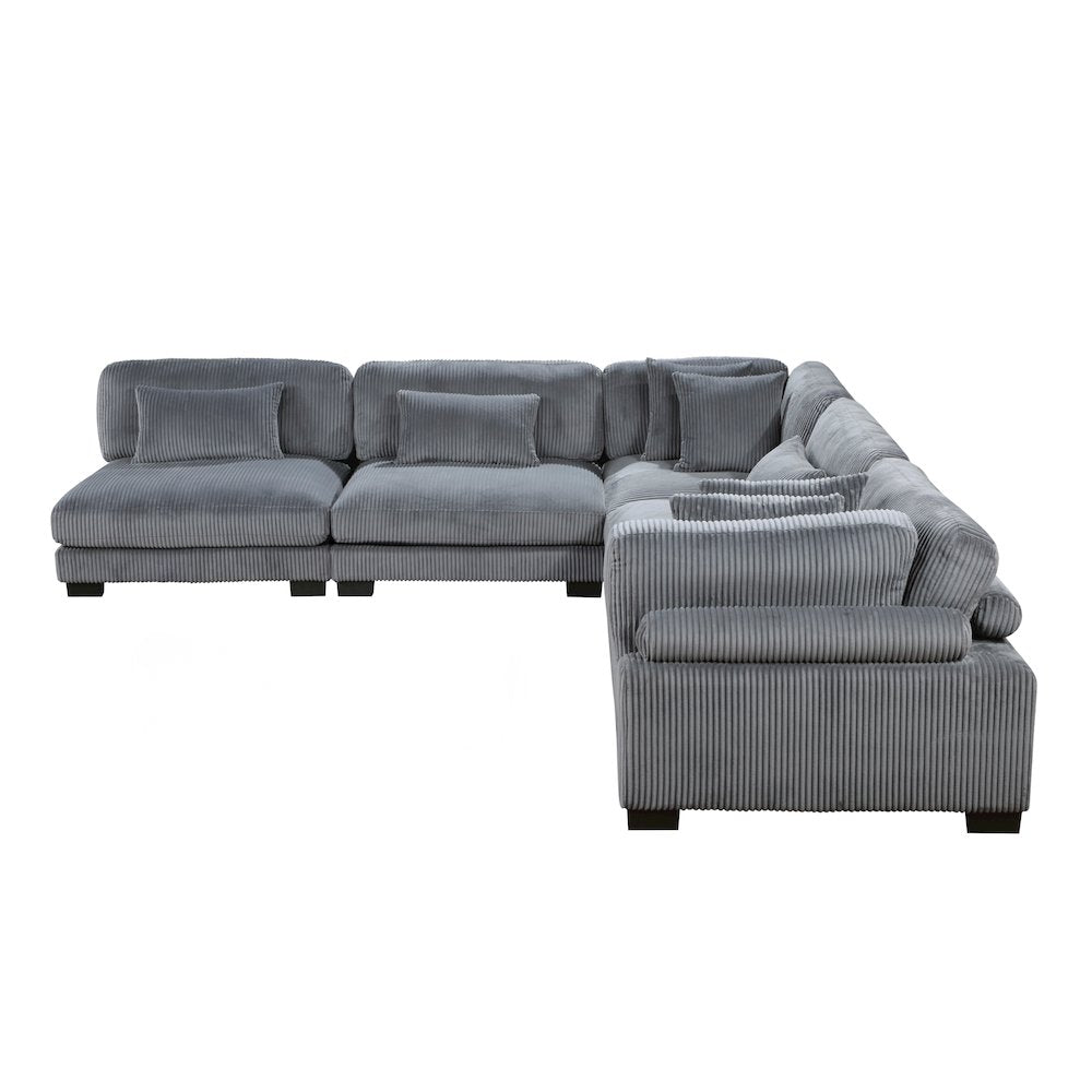Traverse Corduroy 5-Piece Modular Sectional in Gray