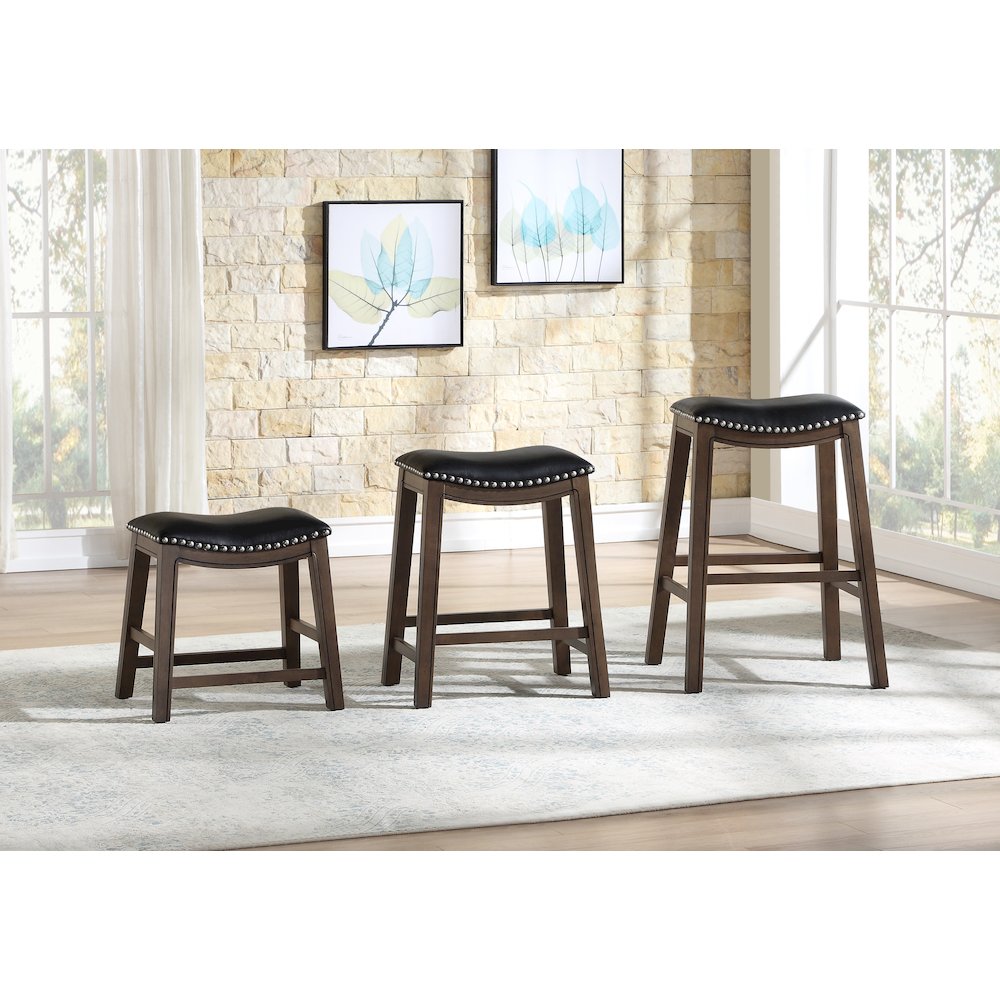 Ordway Solid Wood 24" Height Saddle Stool in Black
