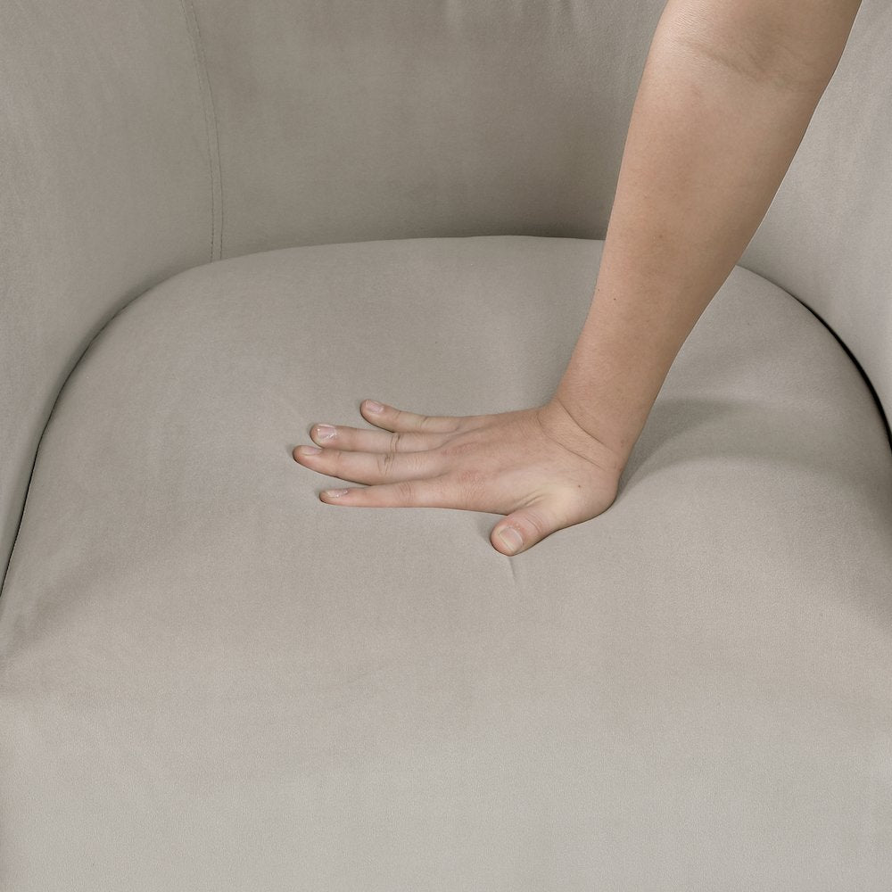 Candace Velvet Swivel Chair in Taupe