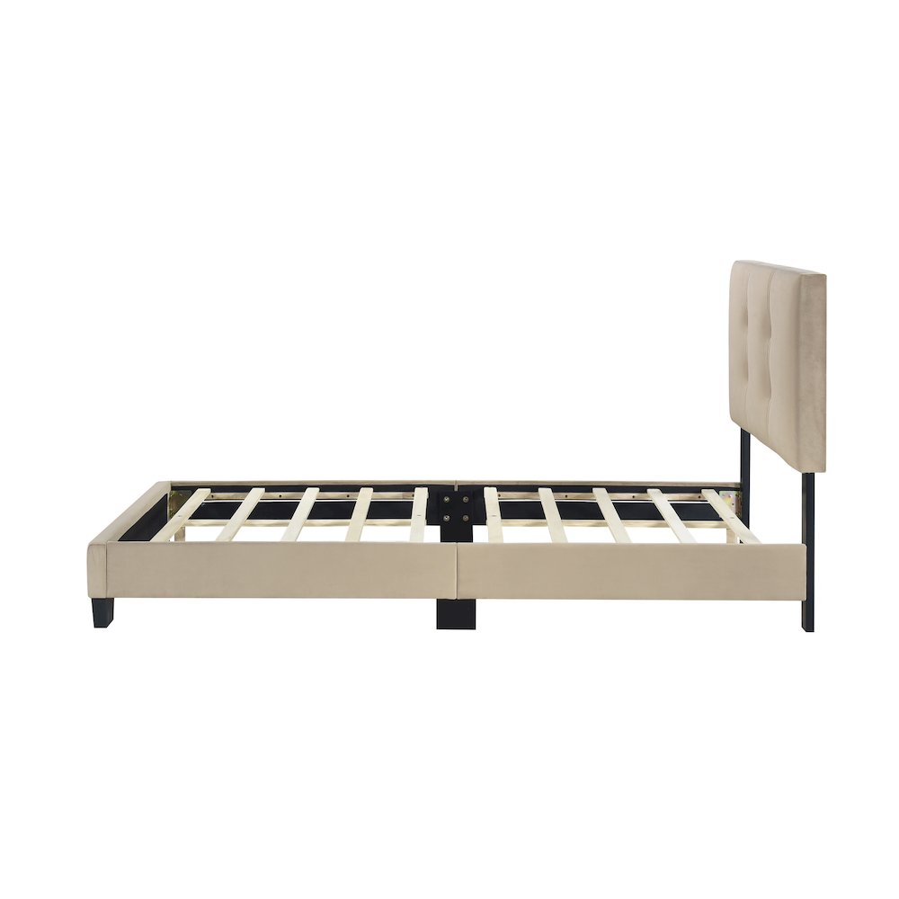Newberry Velvet Twin Platform Bed in Light Brown