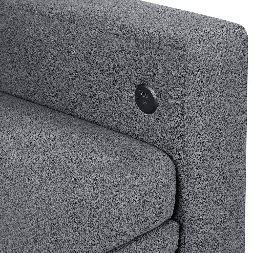 Robinson Boucle Sectional with Two Chaises, Pull-out Bed in Gray