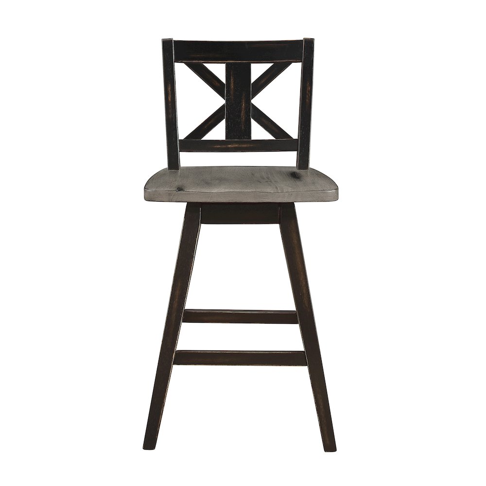 Amsonia Wood Swivel Counter Height Chair, set of 2 in Gray and Black