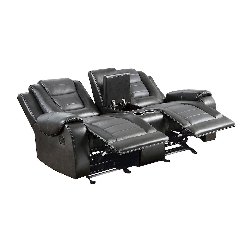 Briscoe F. Leather Dbl Gldr Rclng L.Seat in 2-Tone (L. Gray and D. Gray)