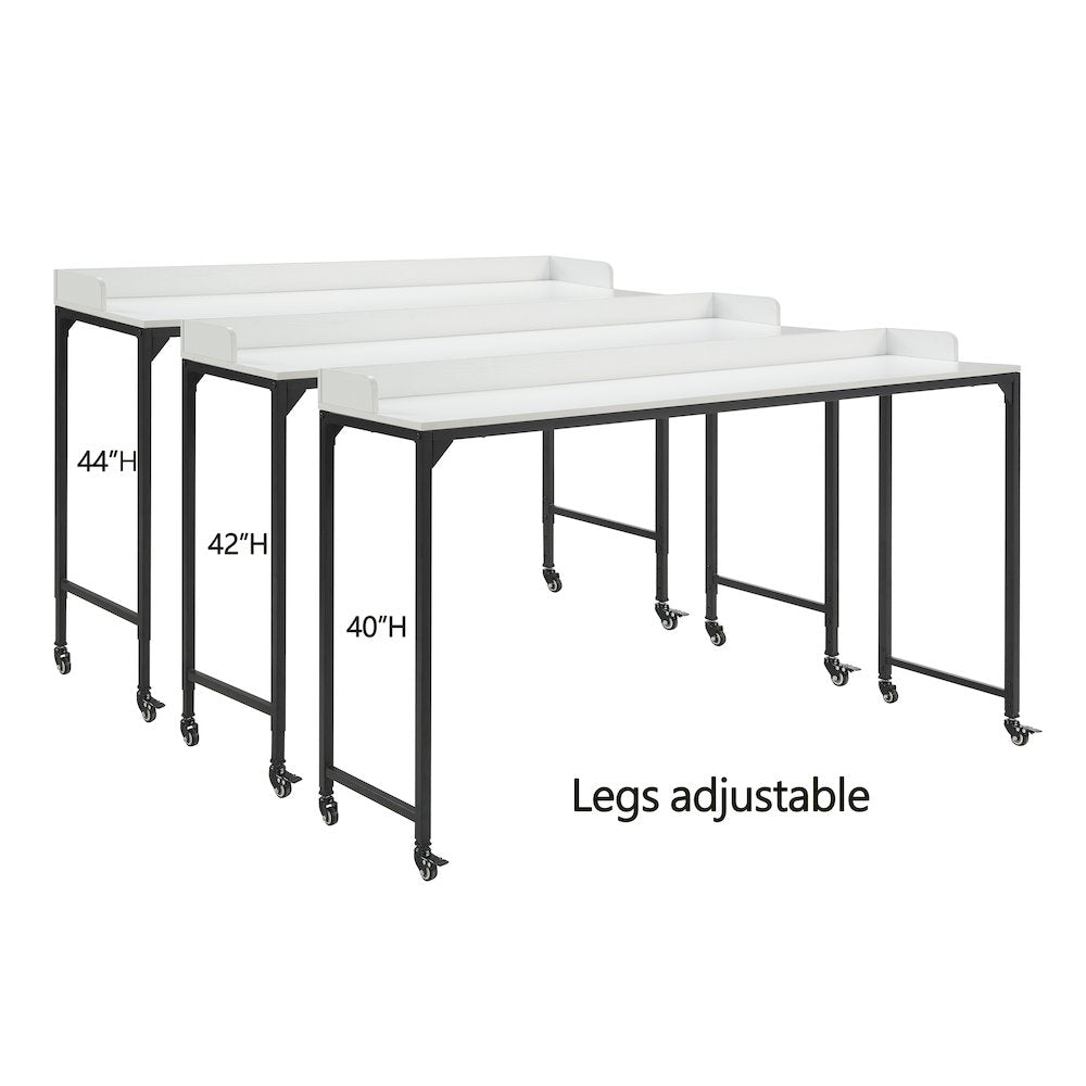 Sumter Faux Wood Over-The-Bed Desk in White and Black Metal Finish