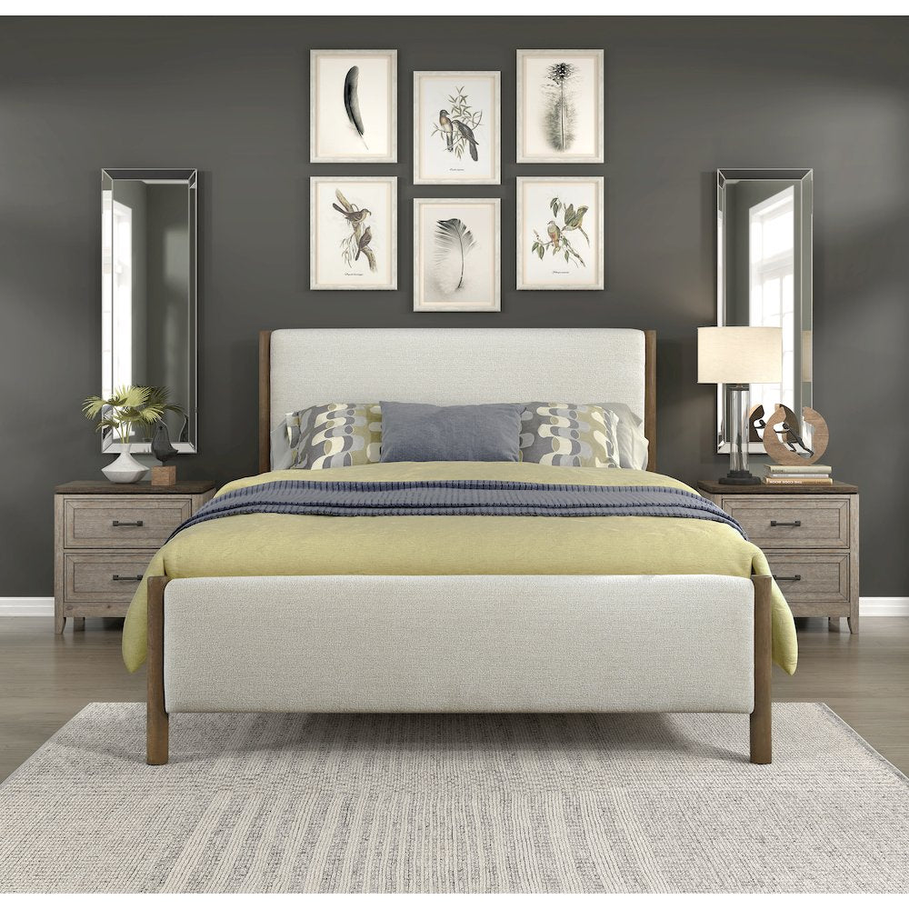 Julian Chenille California King Platform Bed in Beige