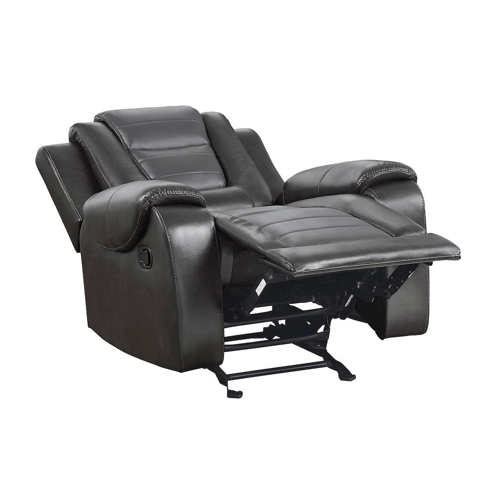Briscoe F. Leather Gldr Rclng Chair in 2-Tone (Light Gray and Dark Gray)