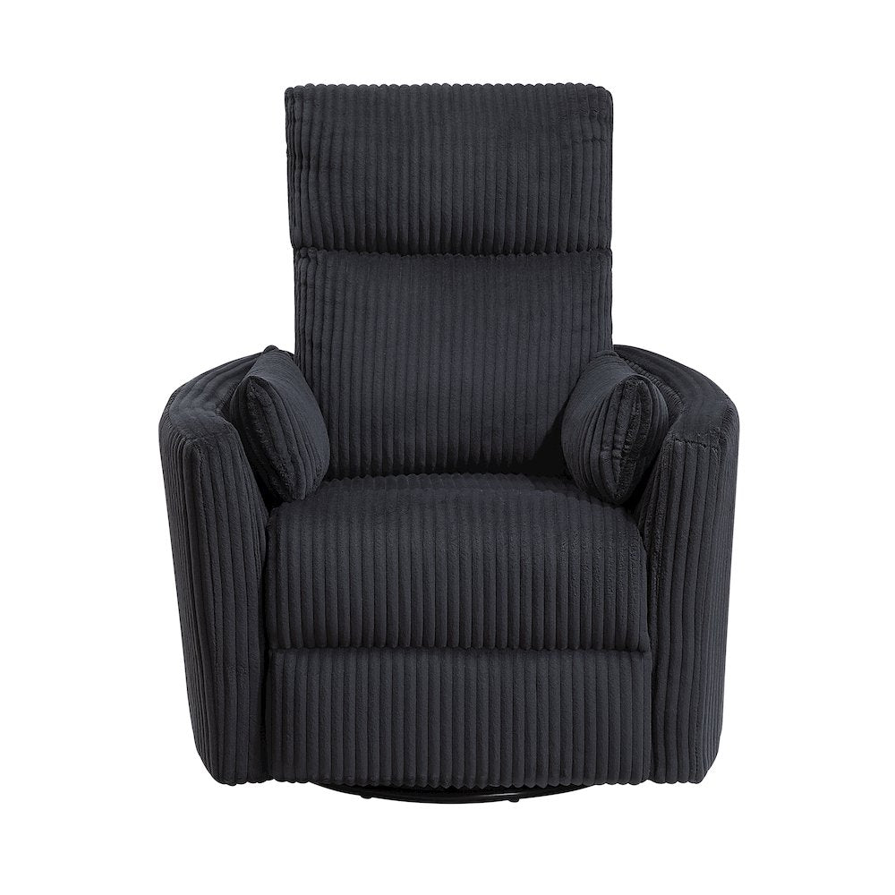 Traverse Corduroy Swivel Glider Reclining Chair in Black