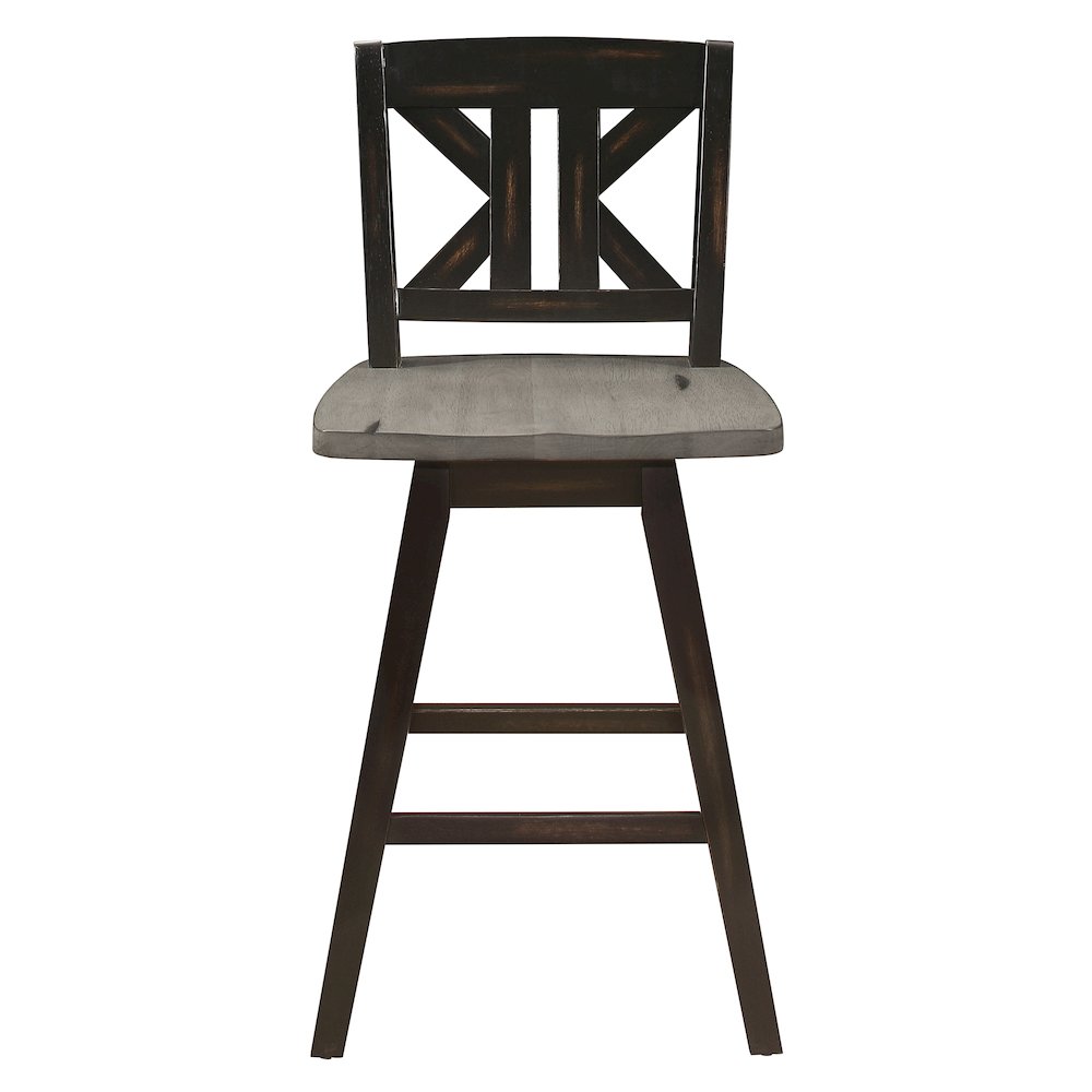 Amsonia Wood Swivel Counter Height Chair, set of 2 in Gray and Black
