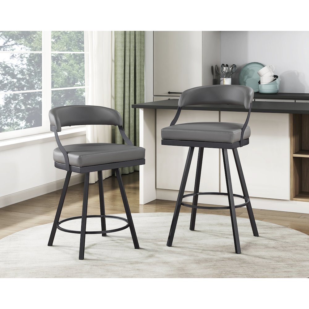 Crowley Faux leather Swivel Pub Height Chair in Gray