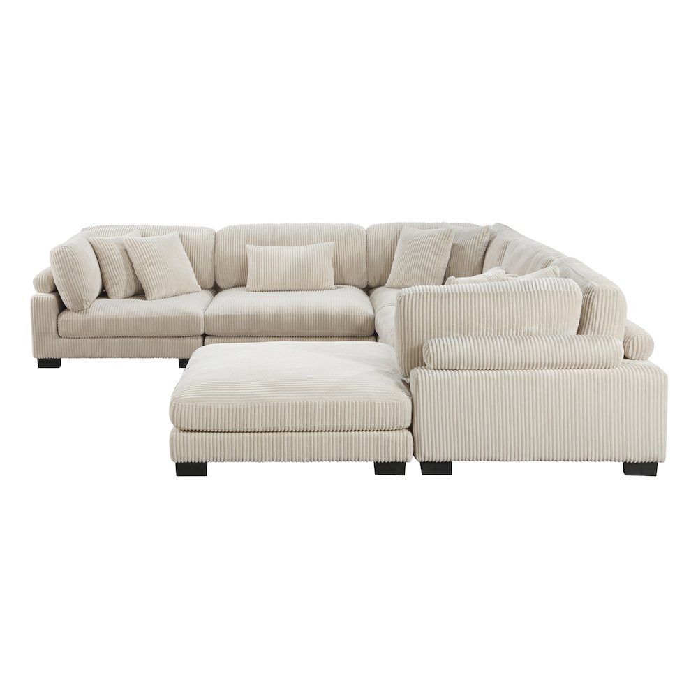 Traverse Corduroy 6-Piece Modular Sectional with Ottoman in Beige