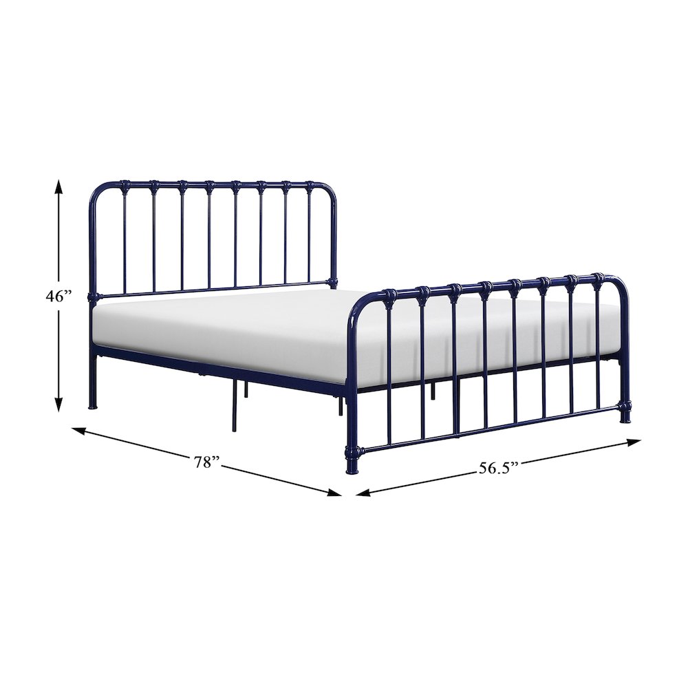 Bethany Metal Full Metal Platform Bed in Blue