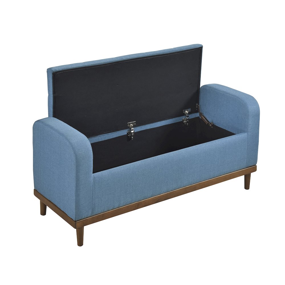 Brigitte Textured Lift Top Storage Bench in Blue