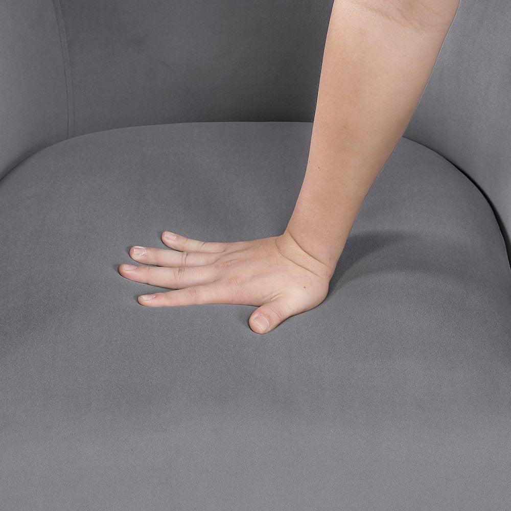 Candace Velvet Swivel Chair in Gray