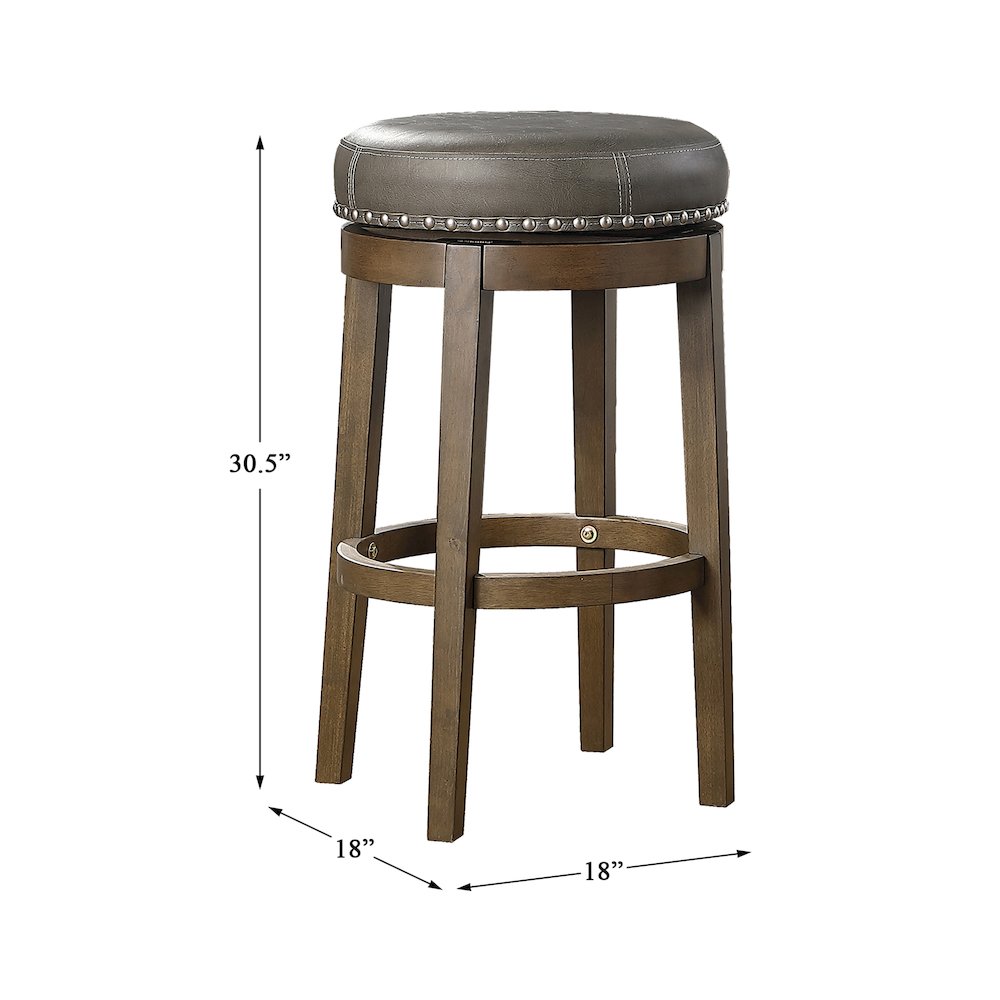 Westby Solid Wood 29" Round Swivel Stool, Set of 2 in Gray
