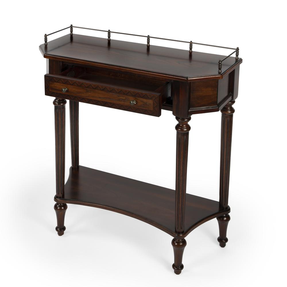 Charleston One Drawer Console Table, Dark Brown