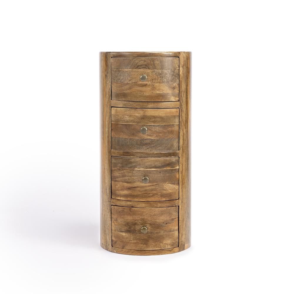 Liam Light Wood End Table with Storage, Light Brown