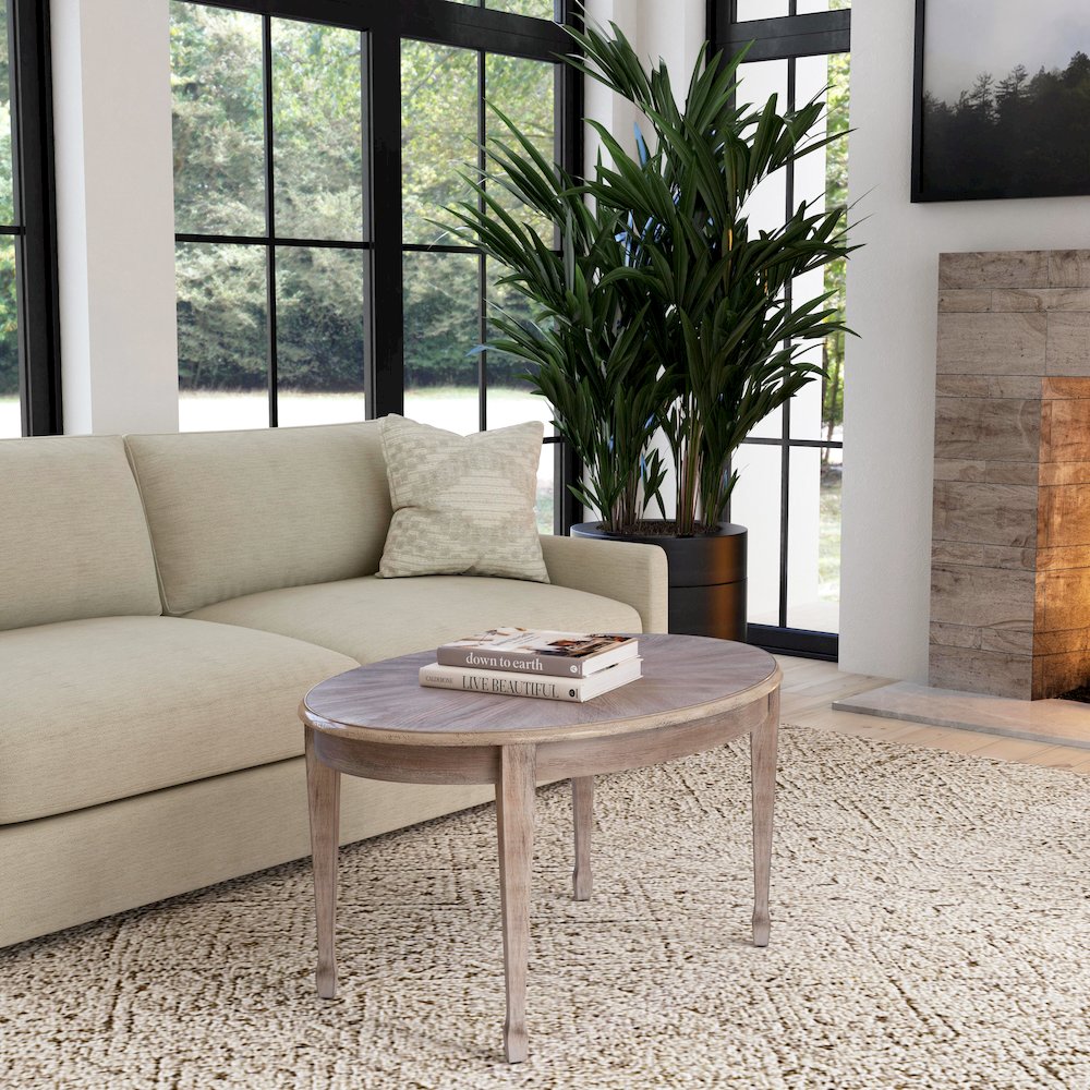Clayton Oval Wood Coffee Table, Natural Wood
