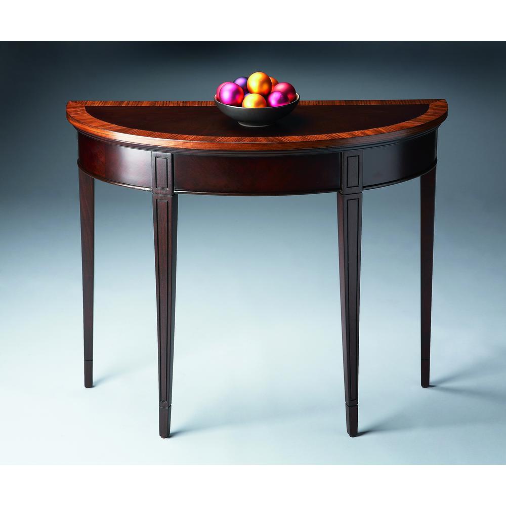 Hampton 36" Demilune Console Table, Dark Brown