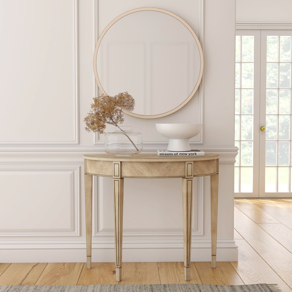 Hampton Demilune 36" Console Table, Beige