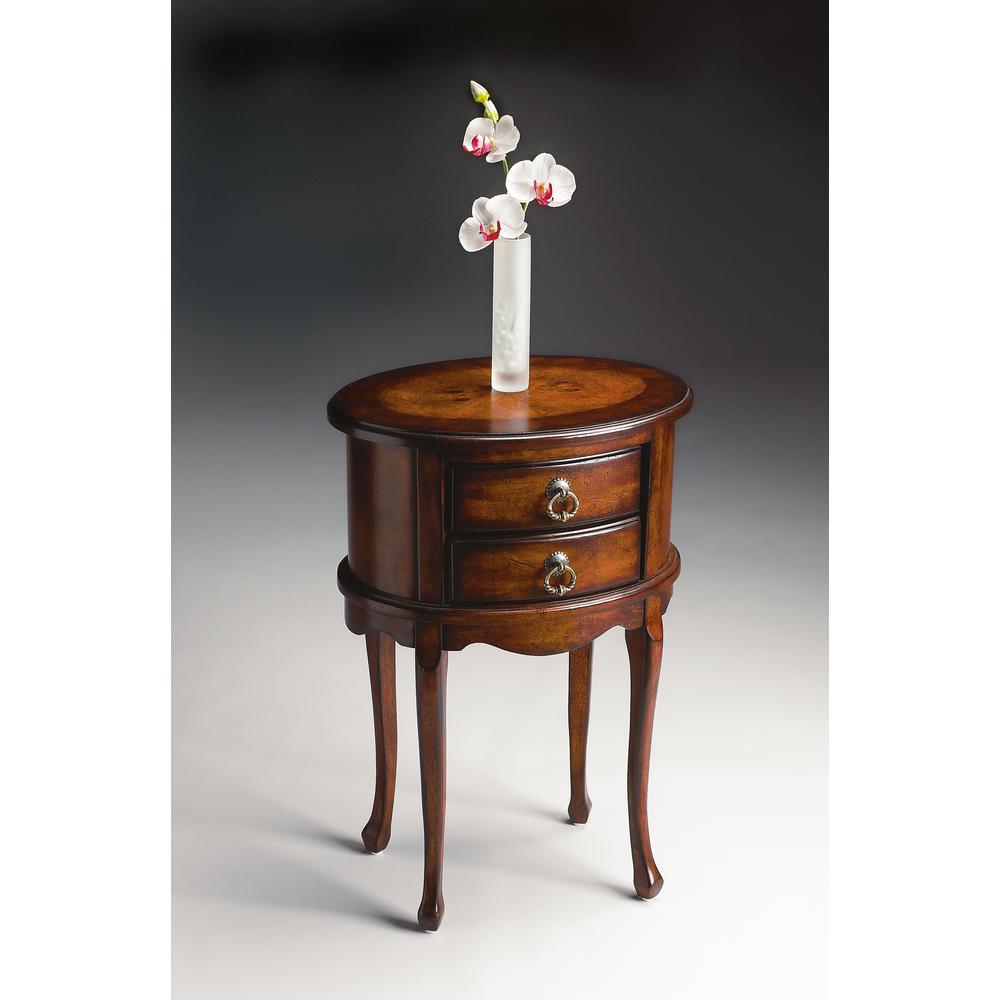 Whitley Oval Side Table, Dark Brown
