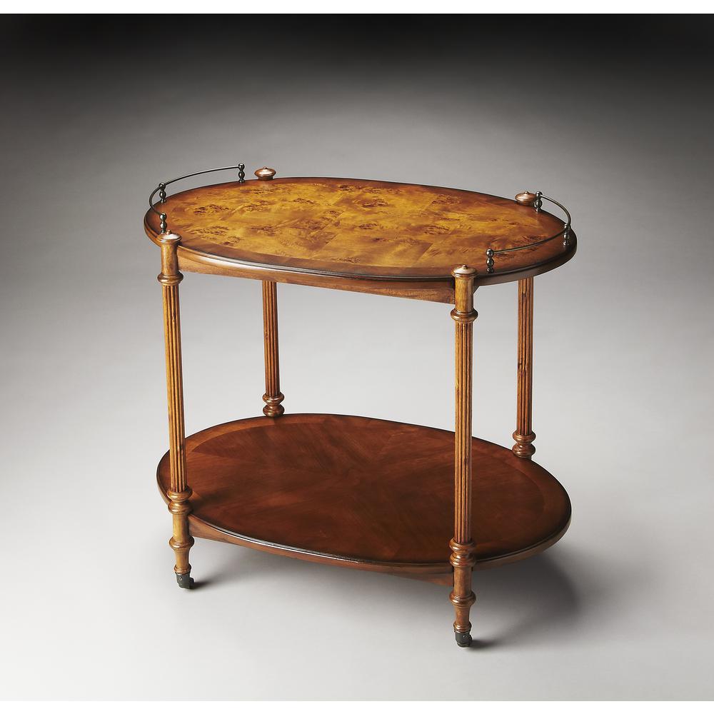 Kathleen 2 Tier Bar Cart, Medium Brown
