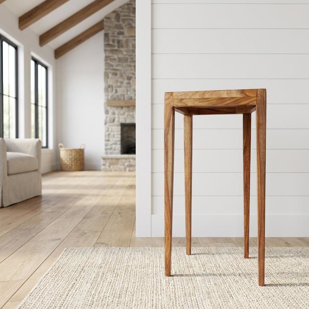 Distressed Wood Scatter Table, Mid-Century Modern Side Table, Brown