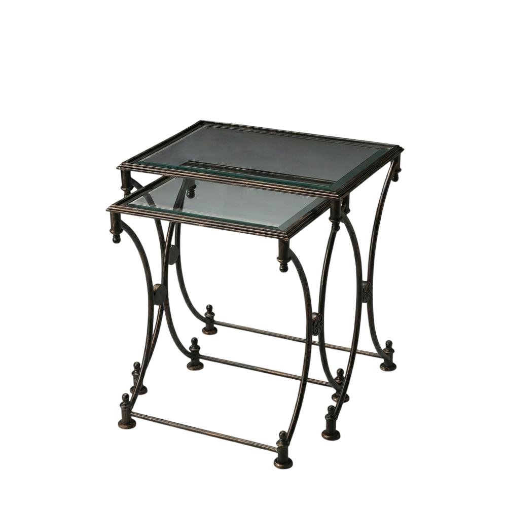 Metal Nesting Tables Set of 2, Transitional Side Table for Living Room