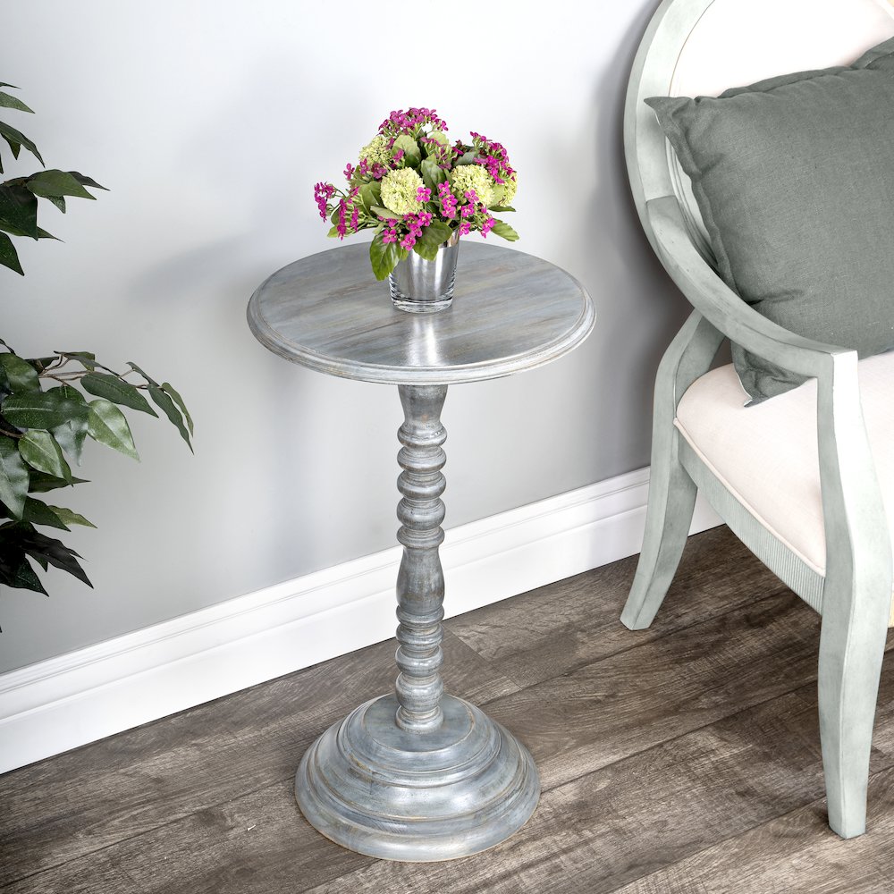 Dani Round Pedestal 16"W Side Table, Gray