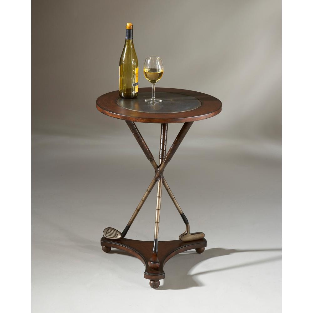 Nineteenth Hole Round Golf 20"W Side Table, Multi-Color