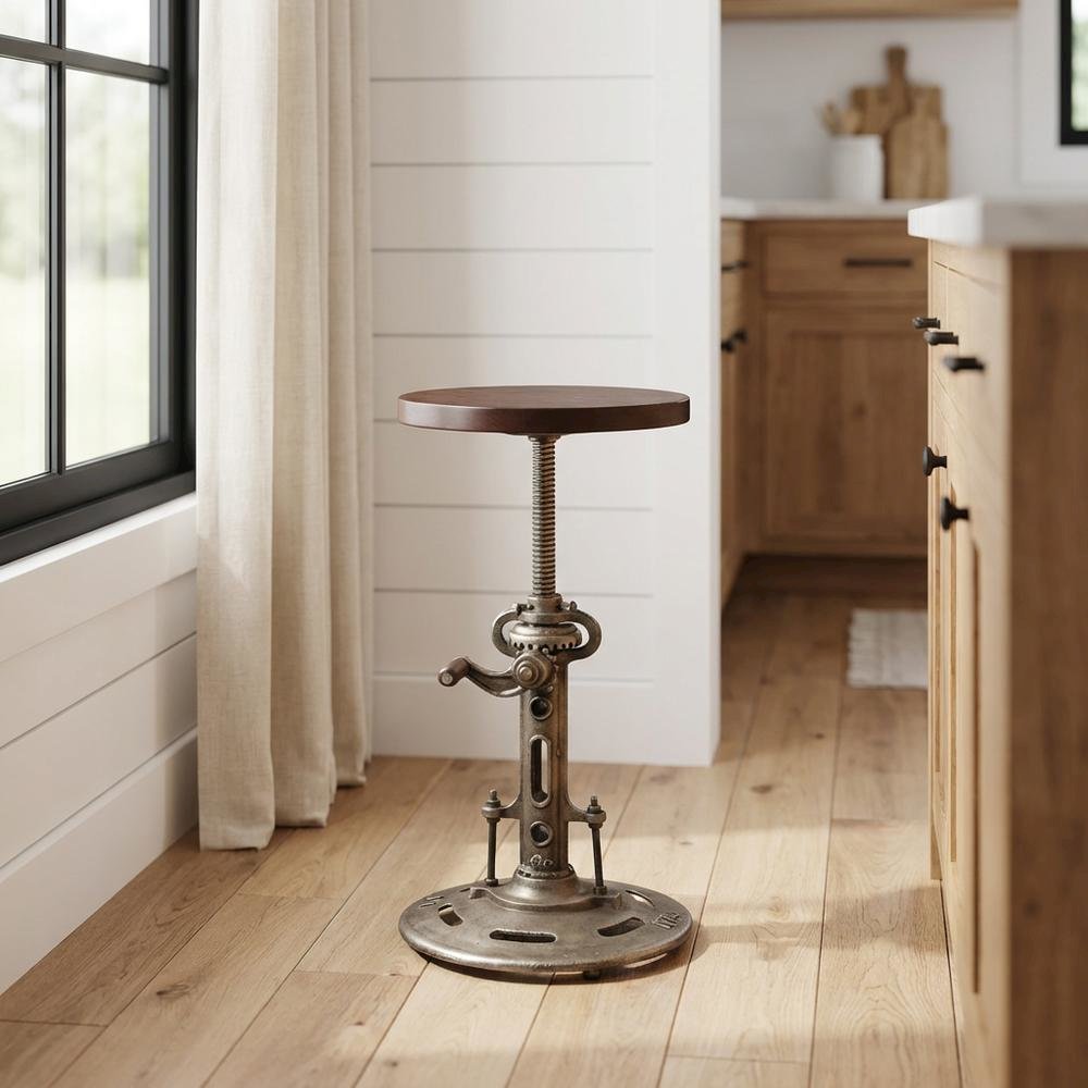 Industrial Bar Stool with Distressed Wood, Counter Stool for Kitchen Bar