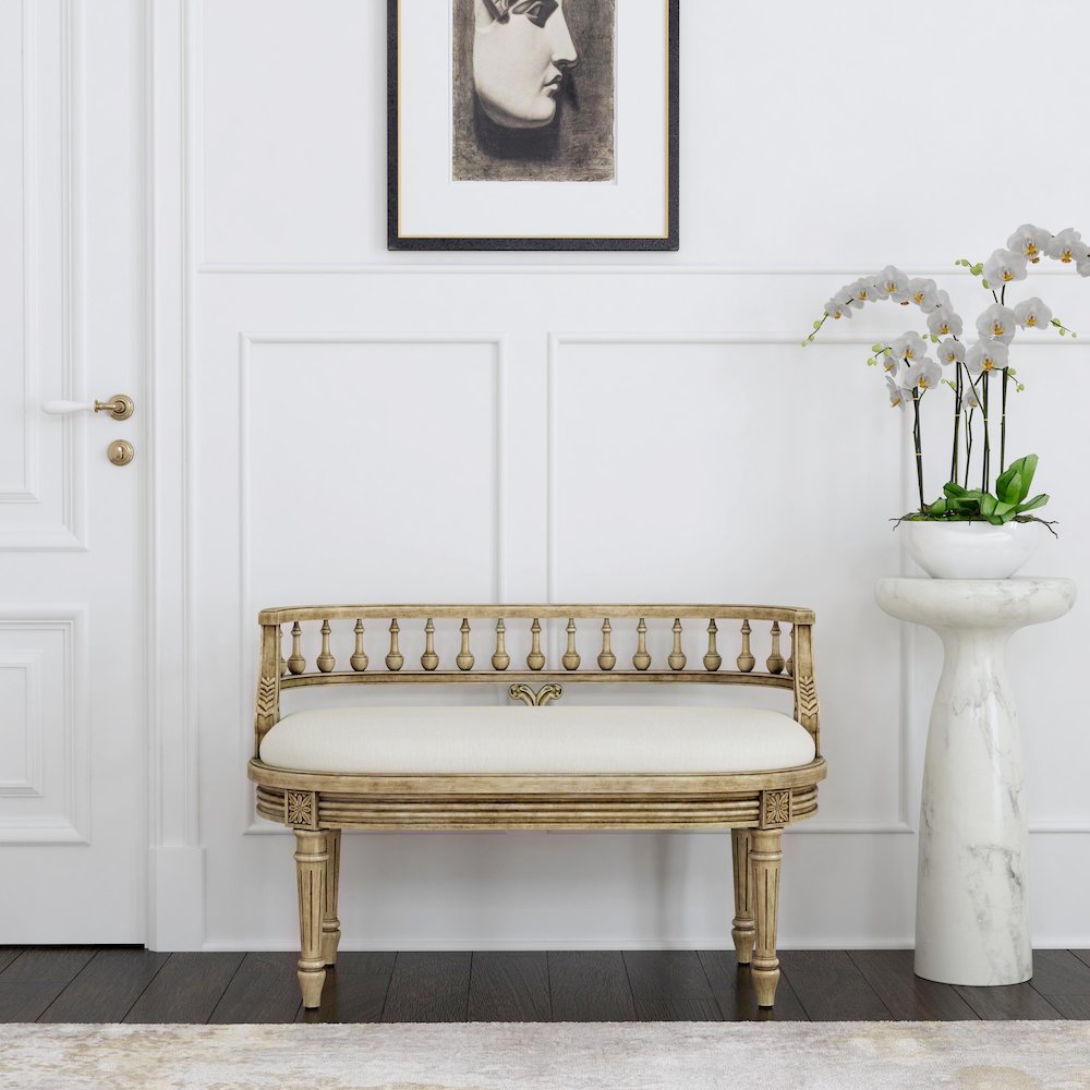Hathaway 37" Upholstered Bench, Beige