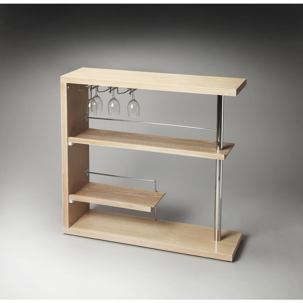 Broadway Modern Bar Cabinet, Light Brown