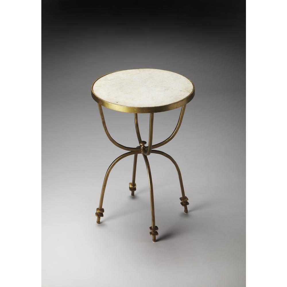Hager Marble & Metal Side Table, Multi-Color