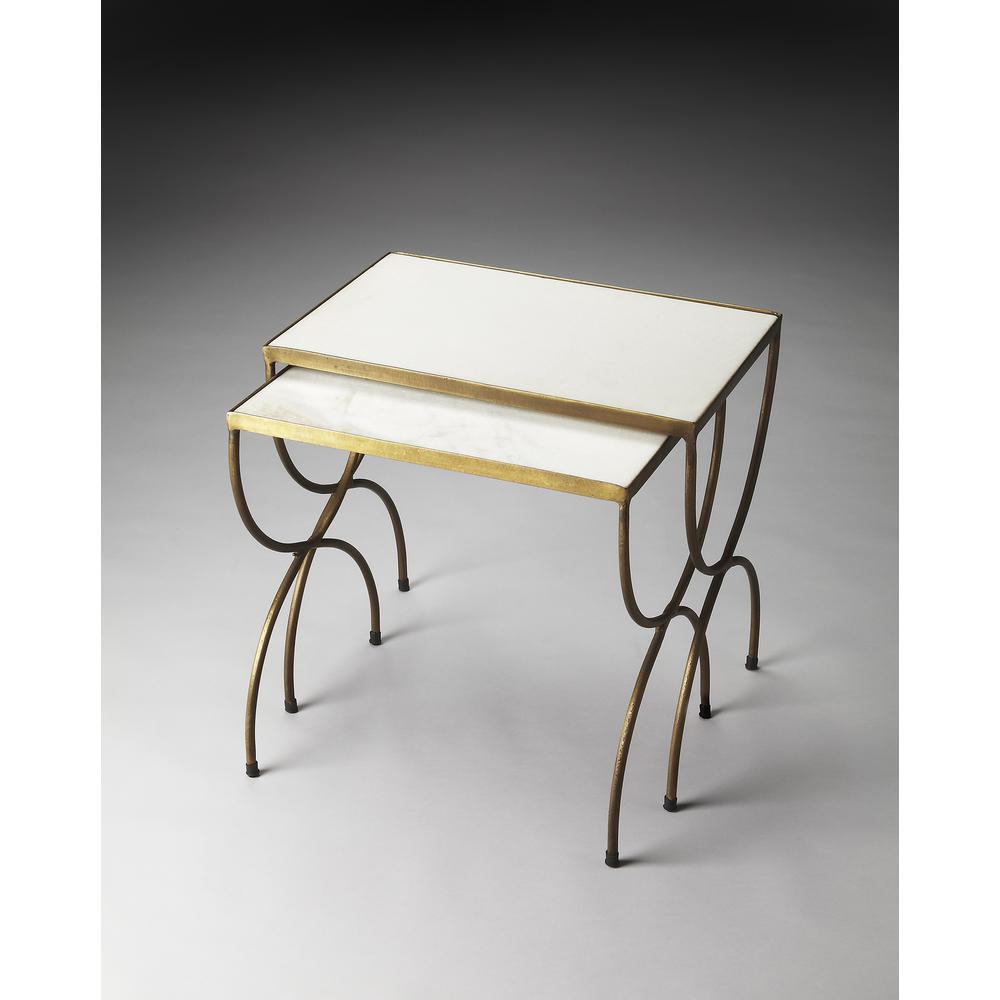 Bacchus Marble & Iron Nesting Tables, Multi-Color