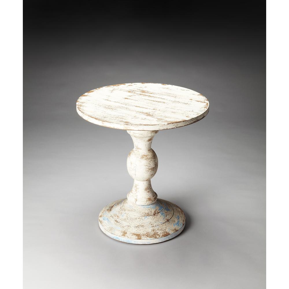 Grandma'S Attic Solid Wood Pedestal Side Table, White