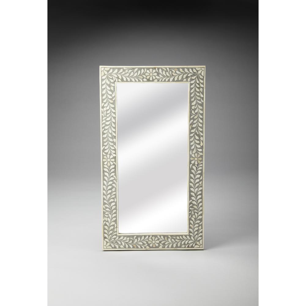 Vivienne Rectangular Bone Inlay Wall Mirrored, Gray