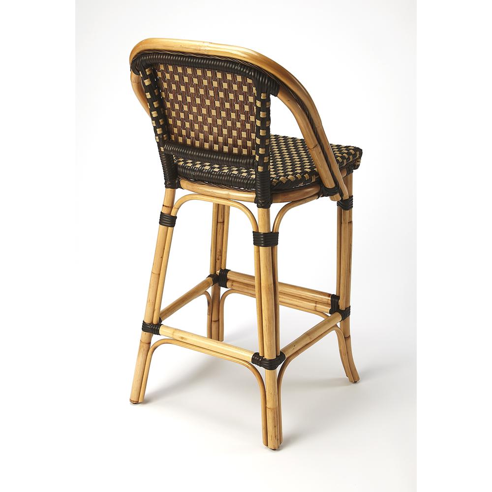 Lila Rattan 28" Bar Stool, Dark Brown