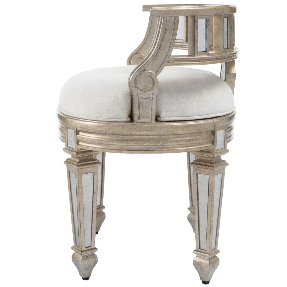 Rebecca Mirrored 21"W Vanity Stool, Silver