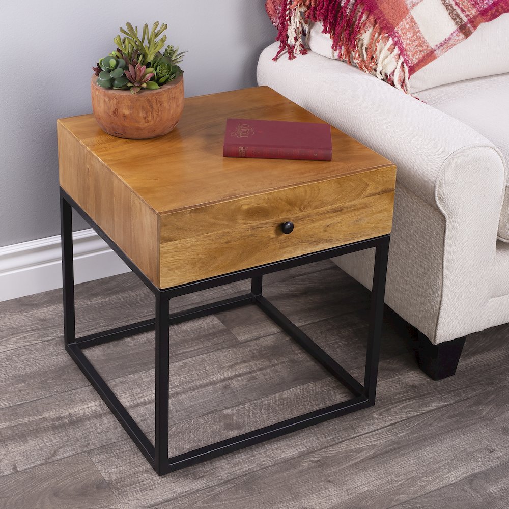 Brixton Iron & Wood End Table, Multi-Color