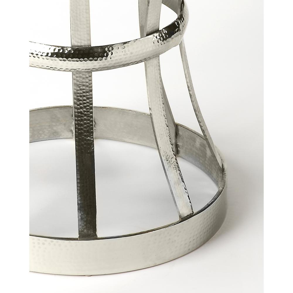 Broussard Industrial Chic Side Table, Silver
