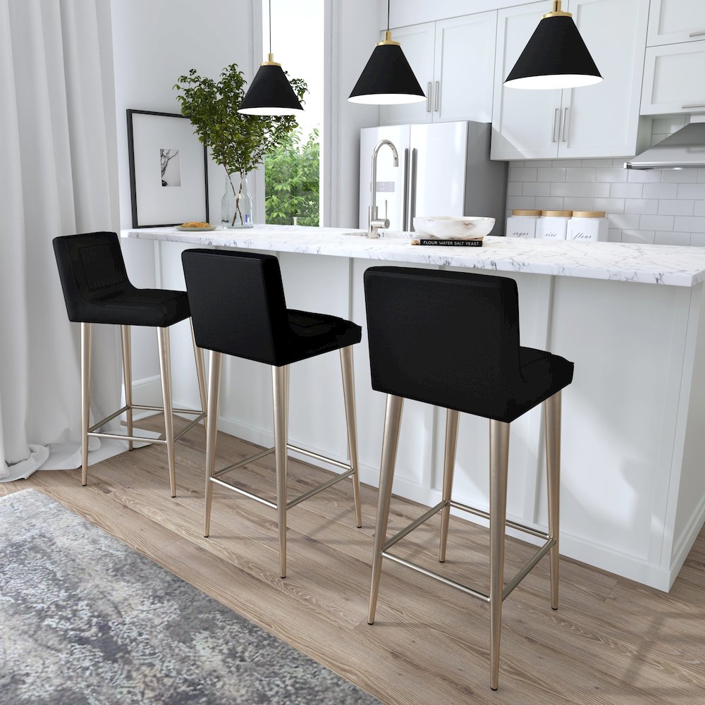 Maxwell Leather 32.5" Bar Stool, Black